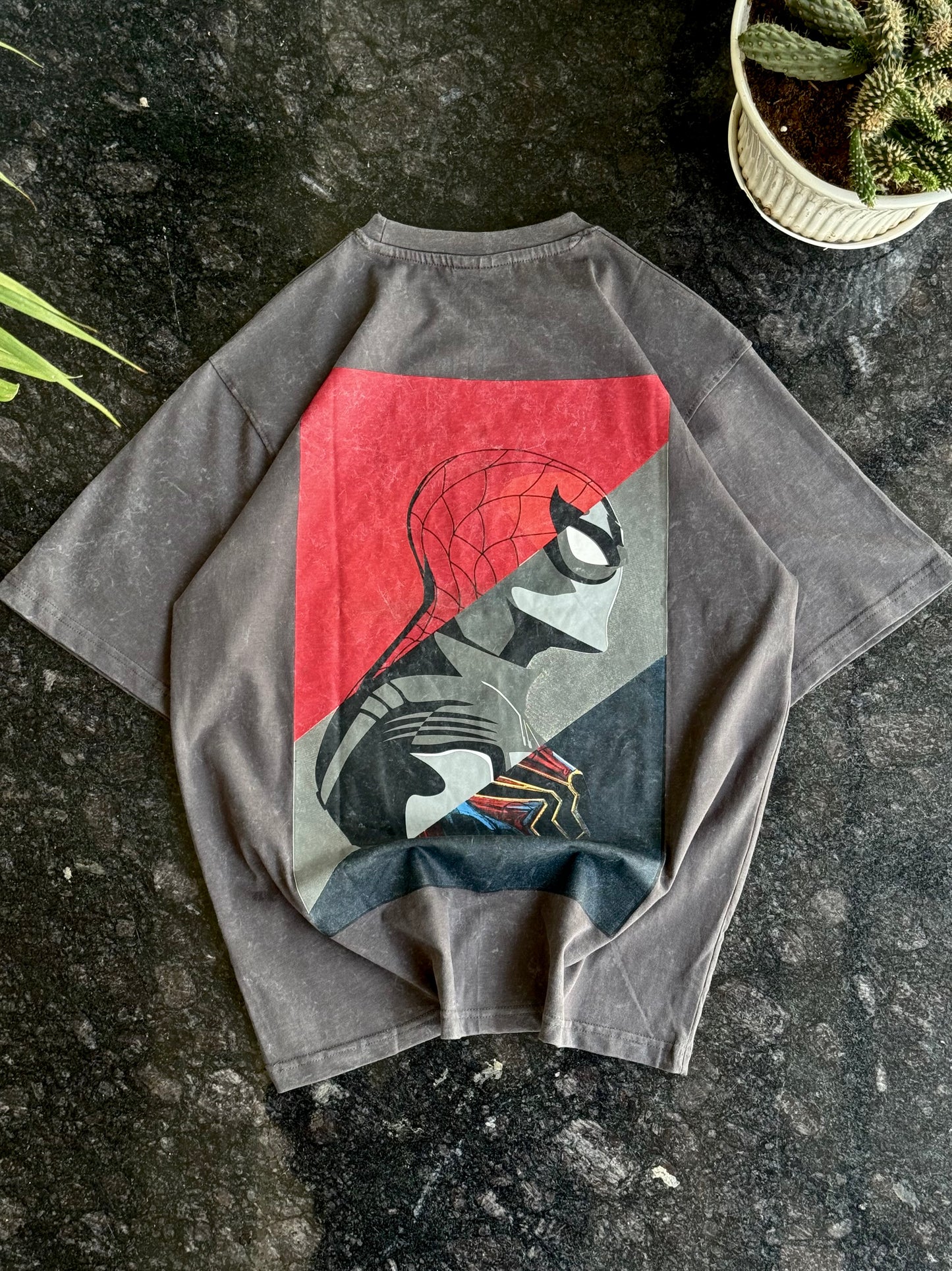 SPIDY GREY RED ACID TSHIRT