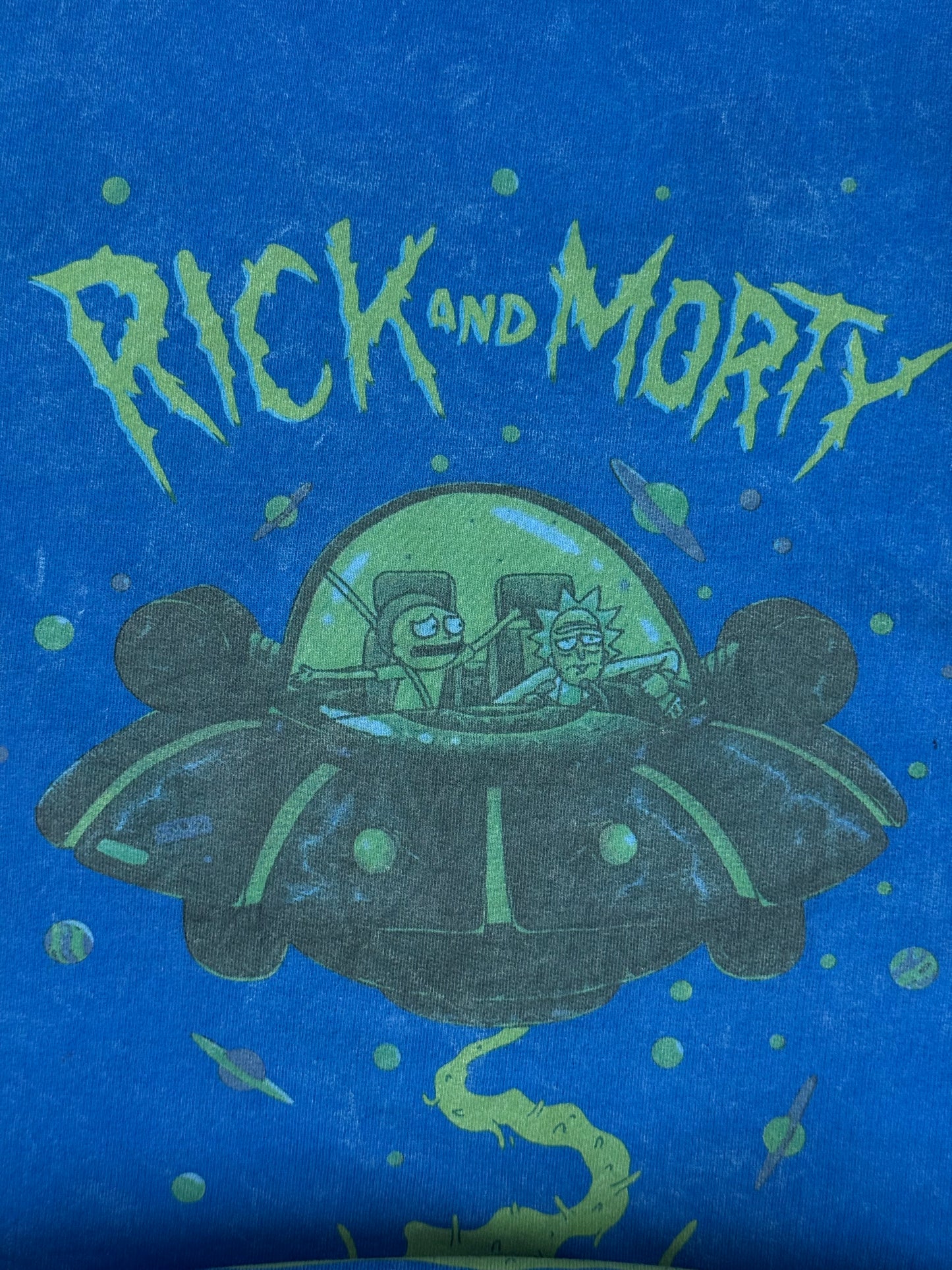 BLUE RICK AND MORTY ACID WASH OVERSIZED TSHIRT