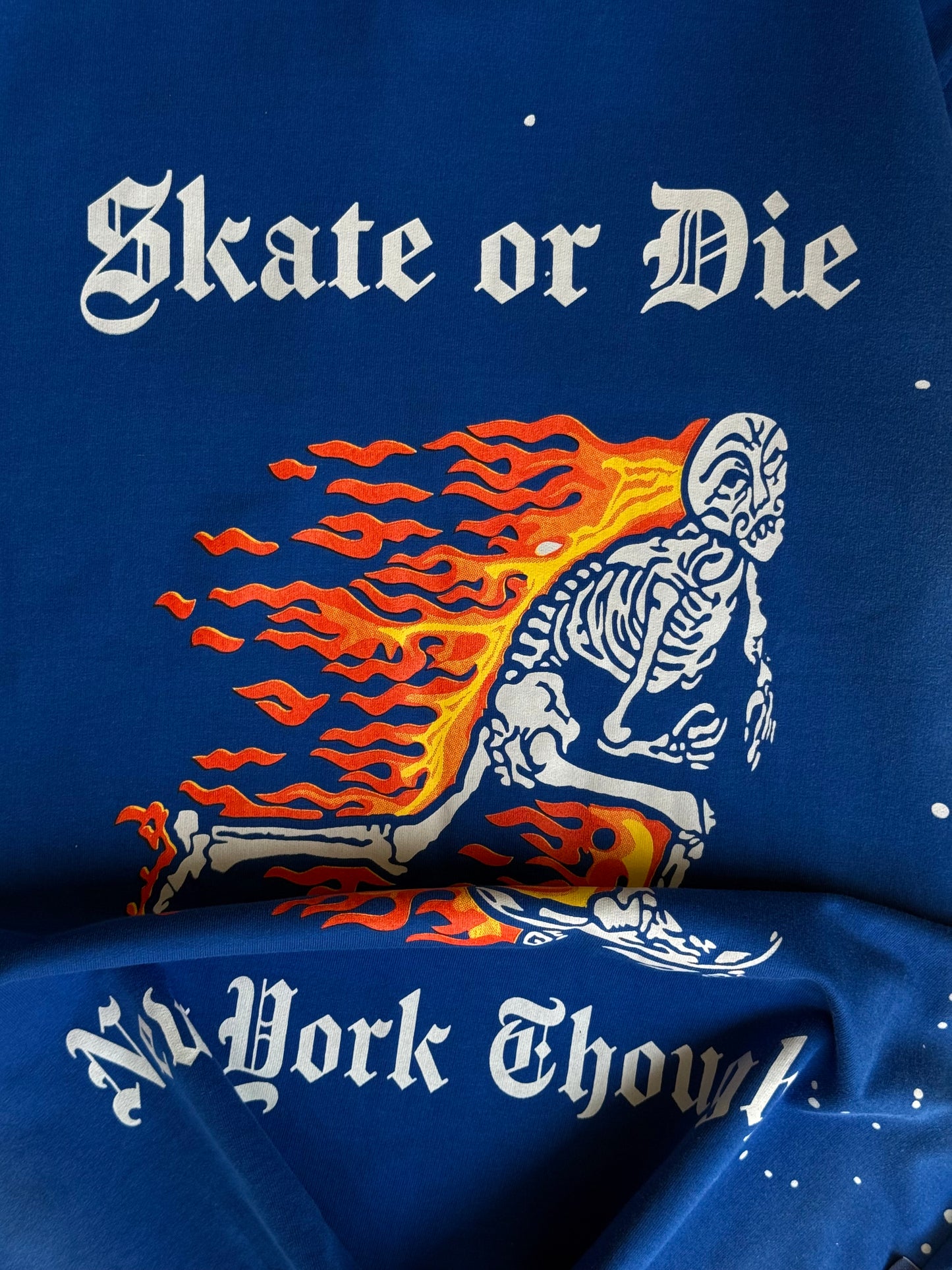 ROYAL BLUE SKATE OR DIE ACID WASH OVERSIZED TSHIRT