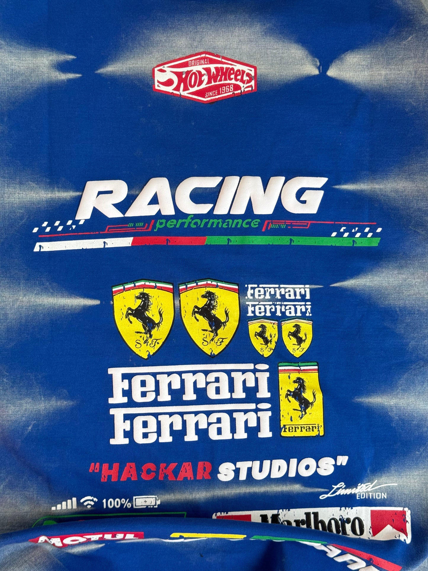 BLUE ACID WASHED RED BULL RACING OVERSIZED TSHIRT