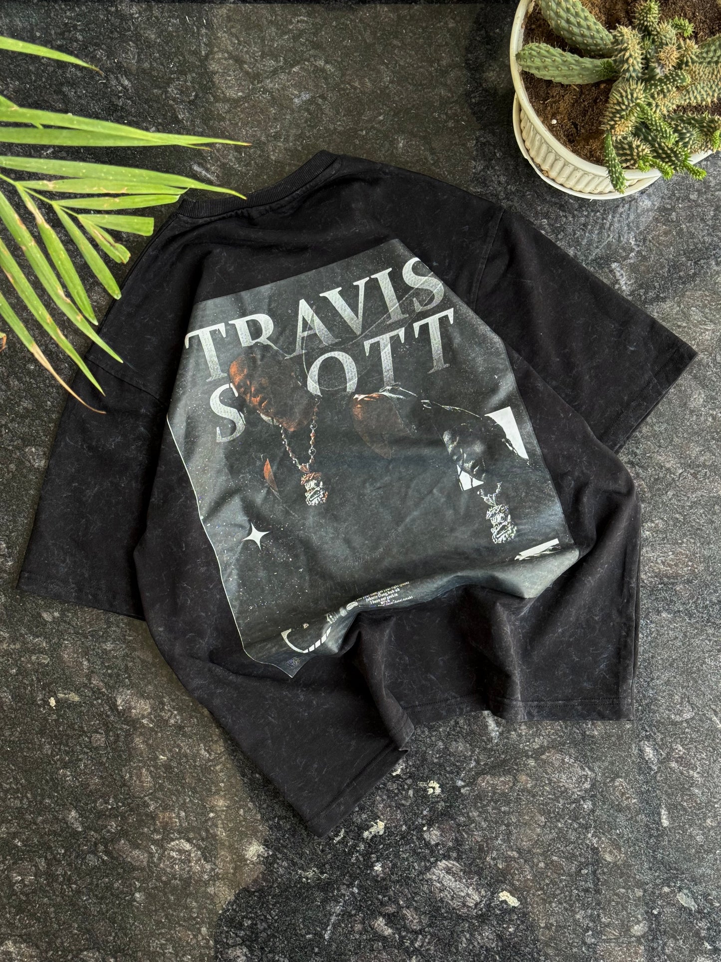TRAVIS BLACK ACID BACKPRINT TSHIRT