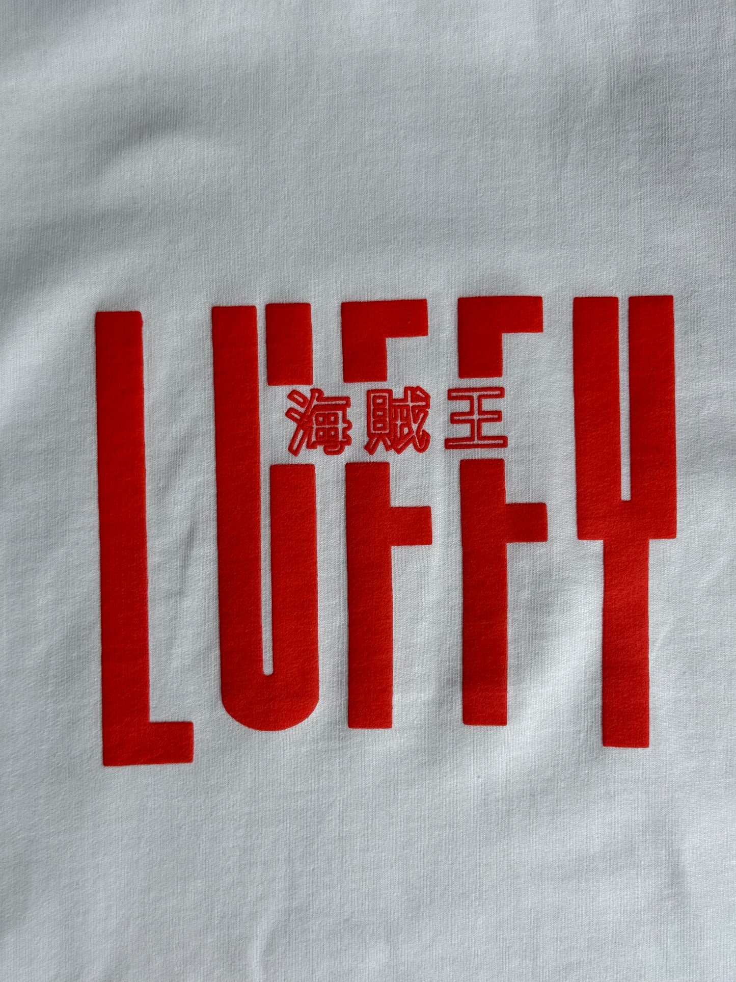 WHITE LUFFY RED BACKPRINT TSHIRT