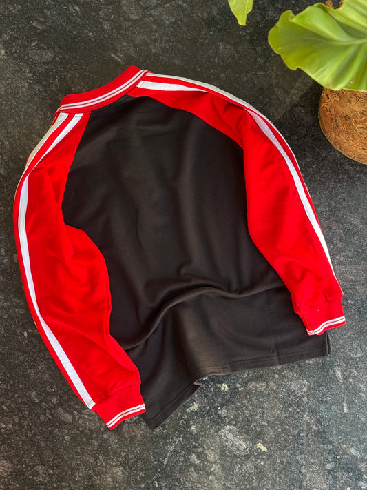 ADIDAS BLACK & RED SWEATSHIRT POLO