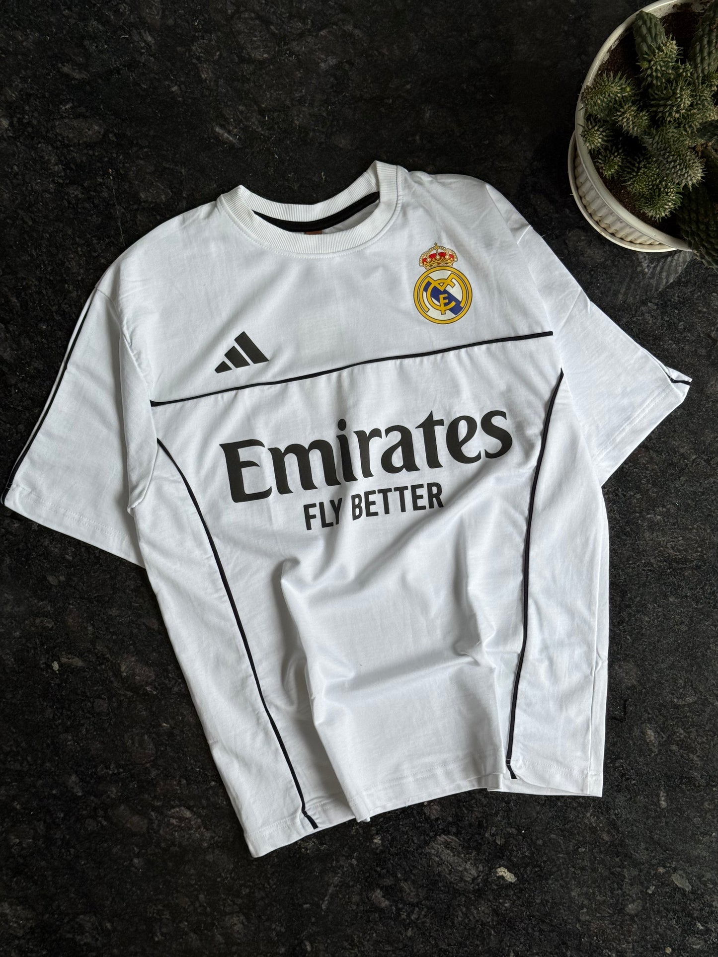 REAL MADRID WHITE EMIRATES JERSEY TSHIRT
