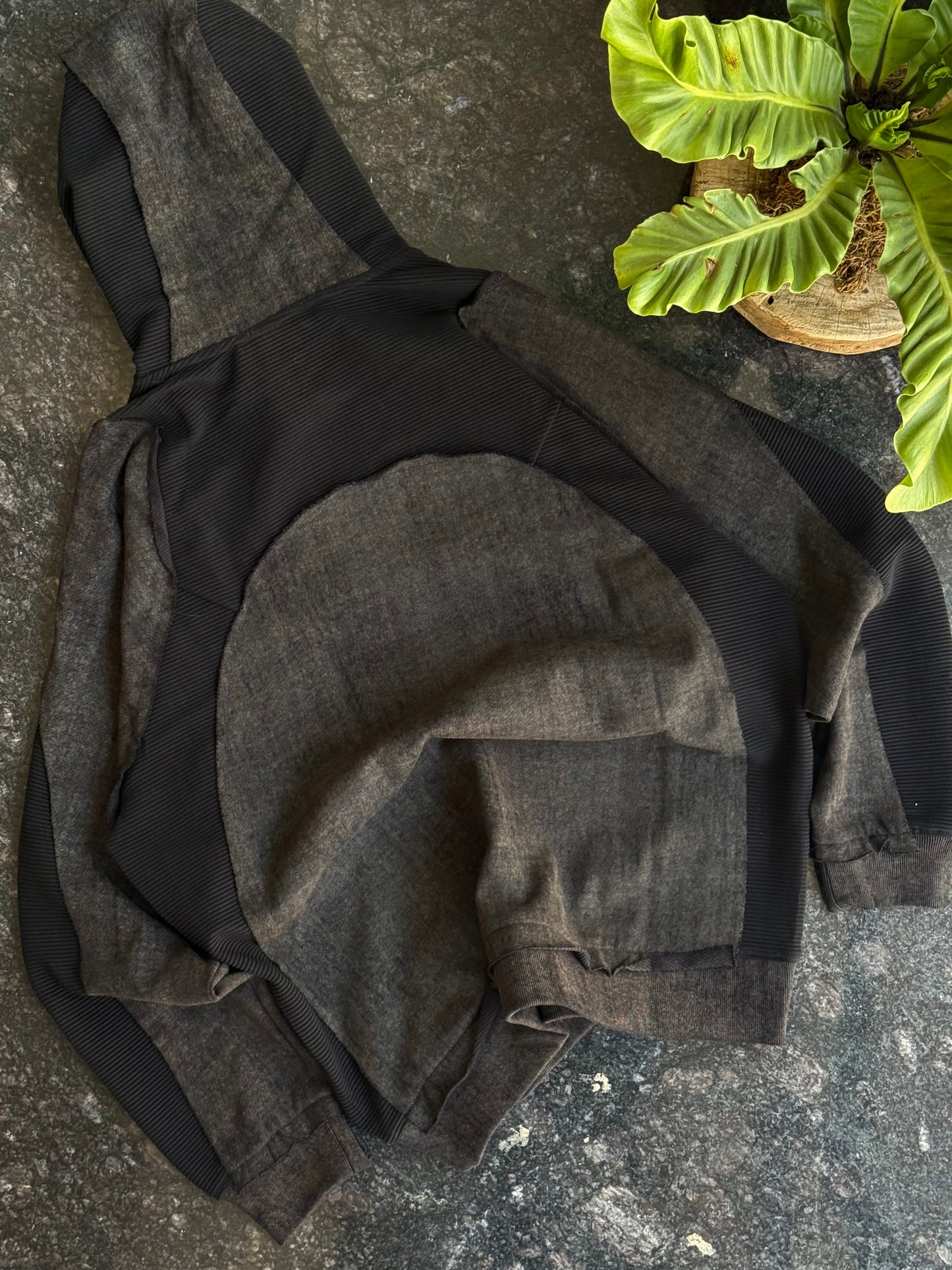 IMPORTED BLACK PATCHWORK HOODIE