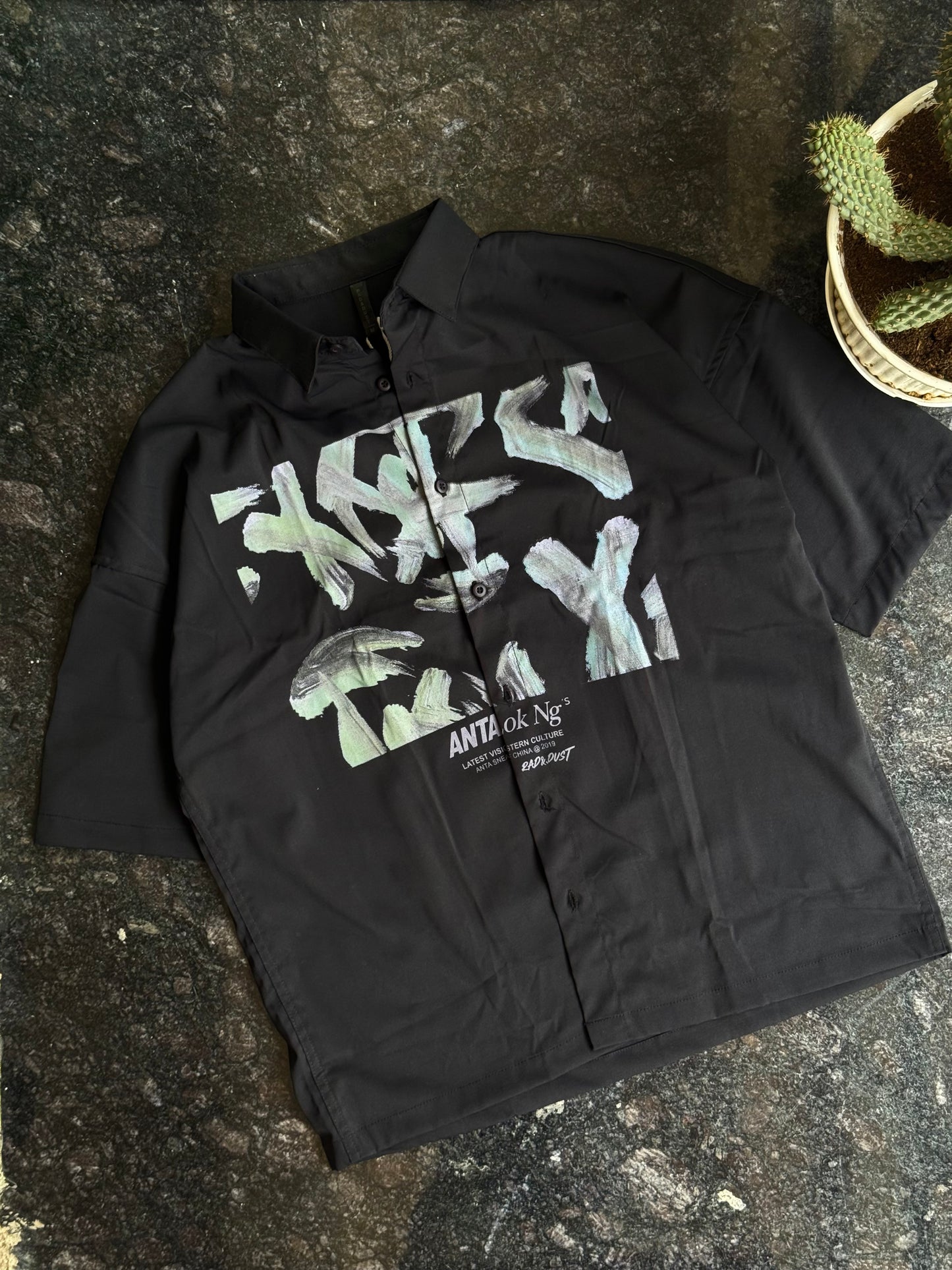 Oversized Black ANTAxlok parachute fabric Shirt