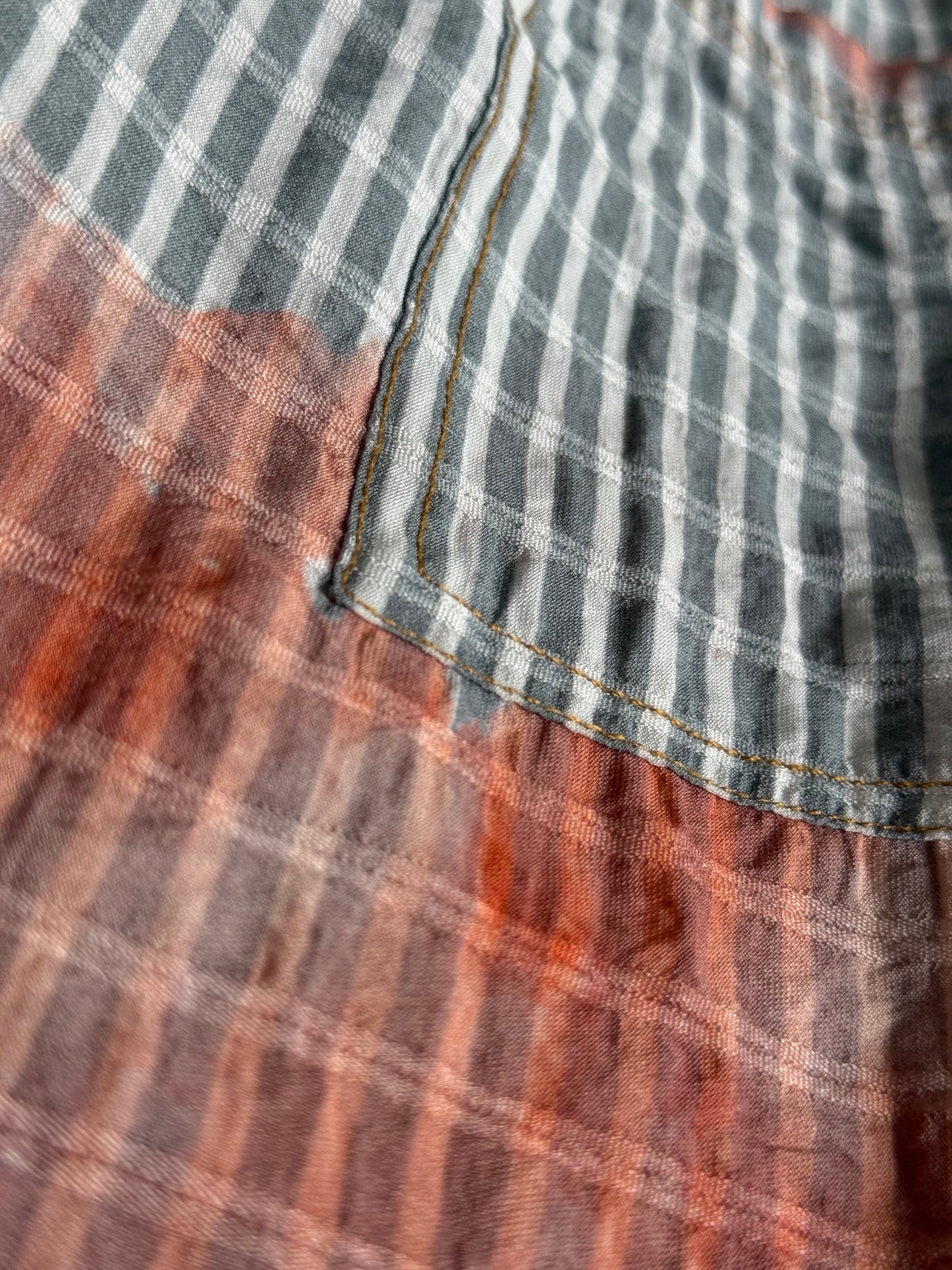Grey Oversized Stained Striped Shirt