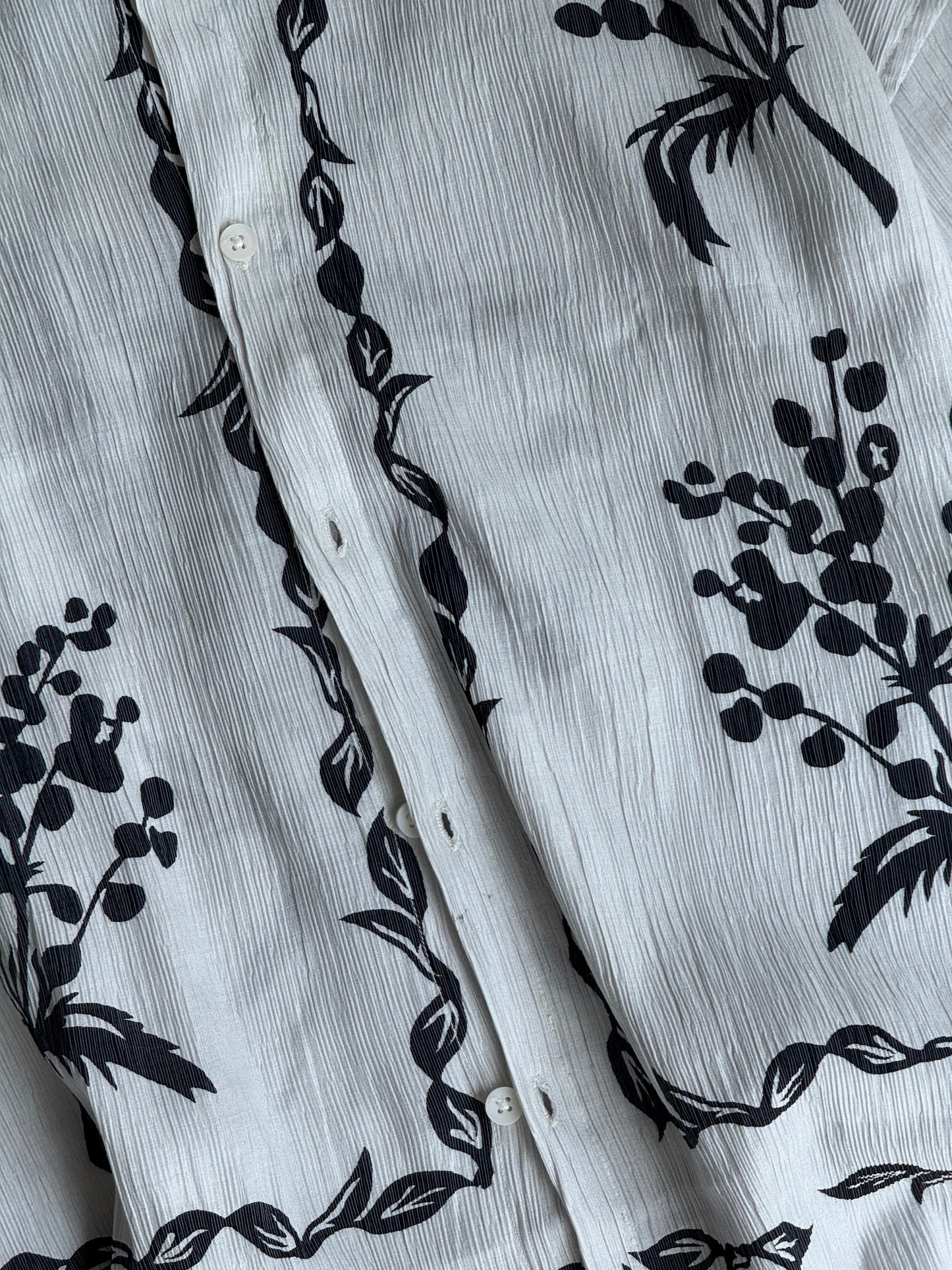 Oversized White floral handblock shirt