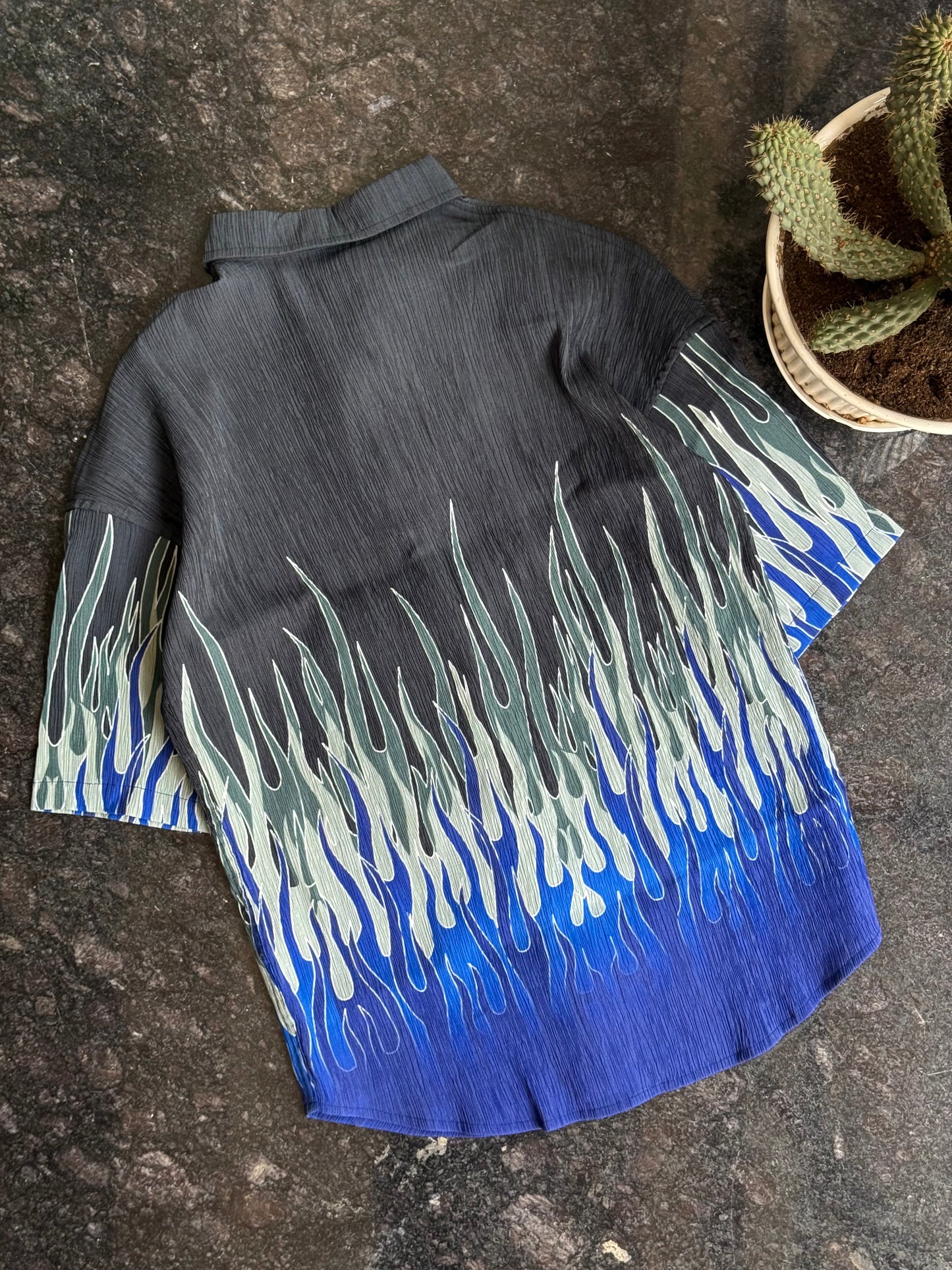 Oversized Blue flame shirt