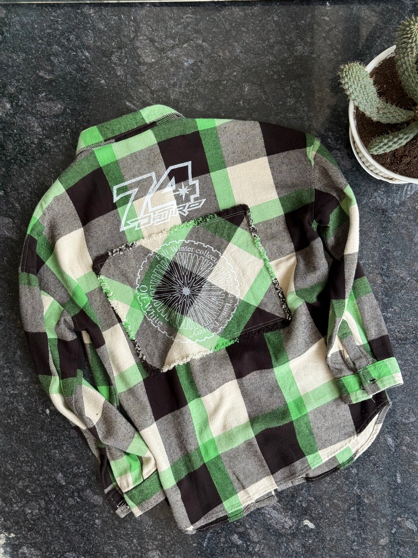 Green checkered patchwork Overshirt