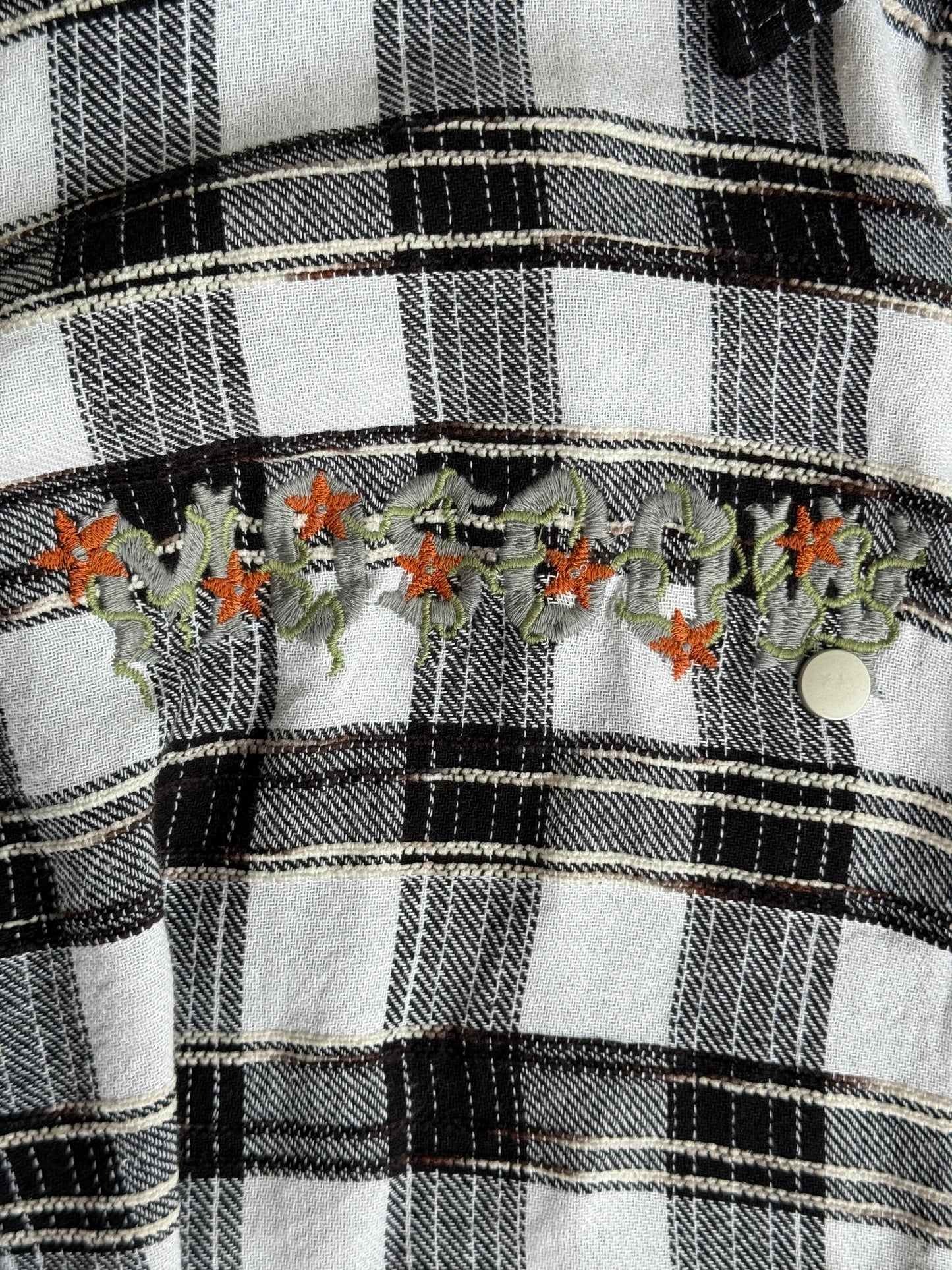 B&W Checkered Embroidered Overshirt