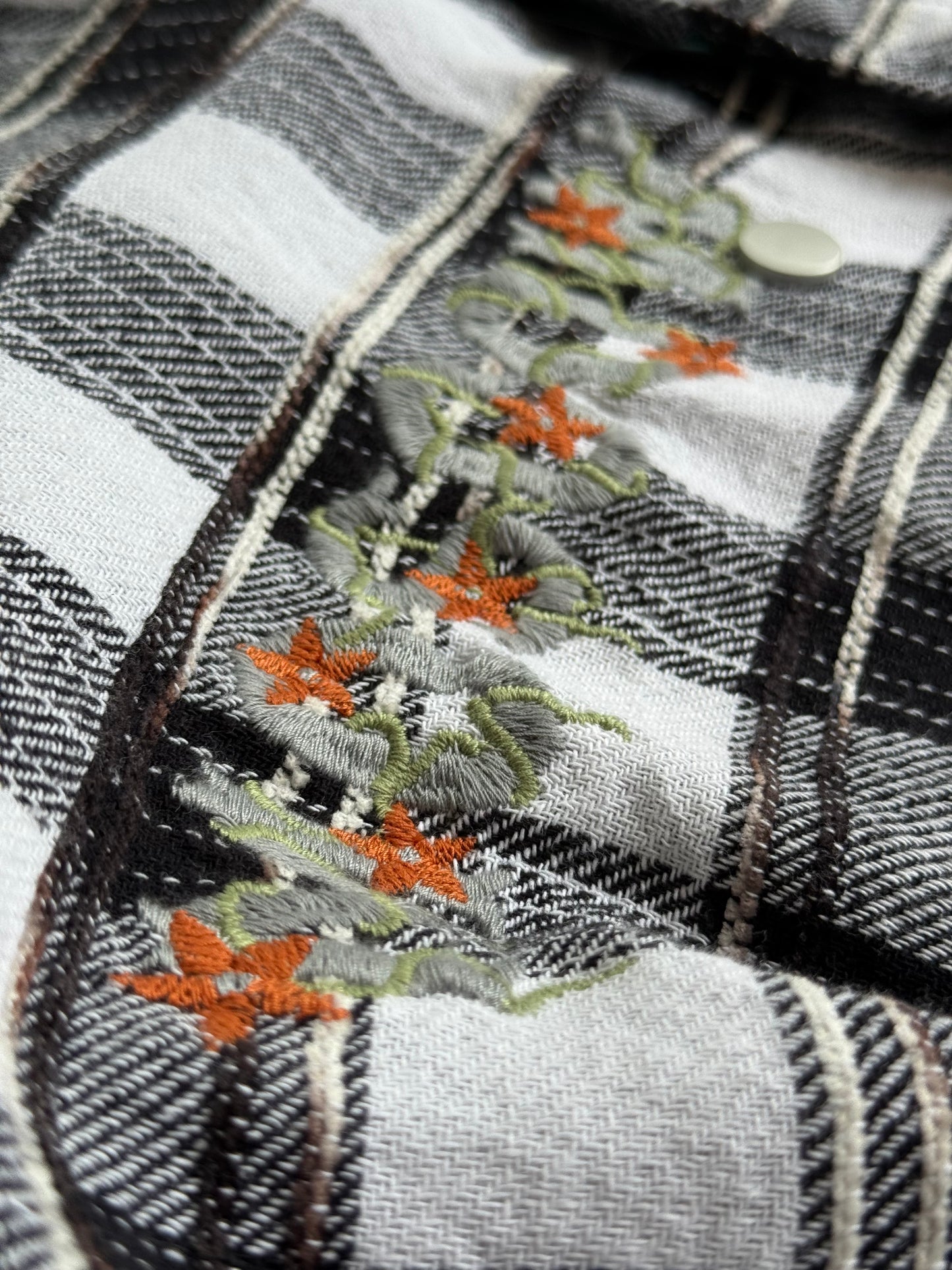 B&W Checkered Embroidered Overshirt