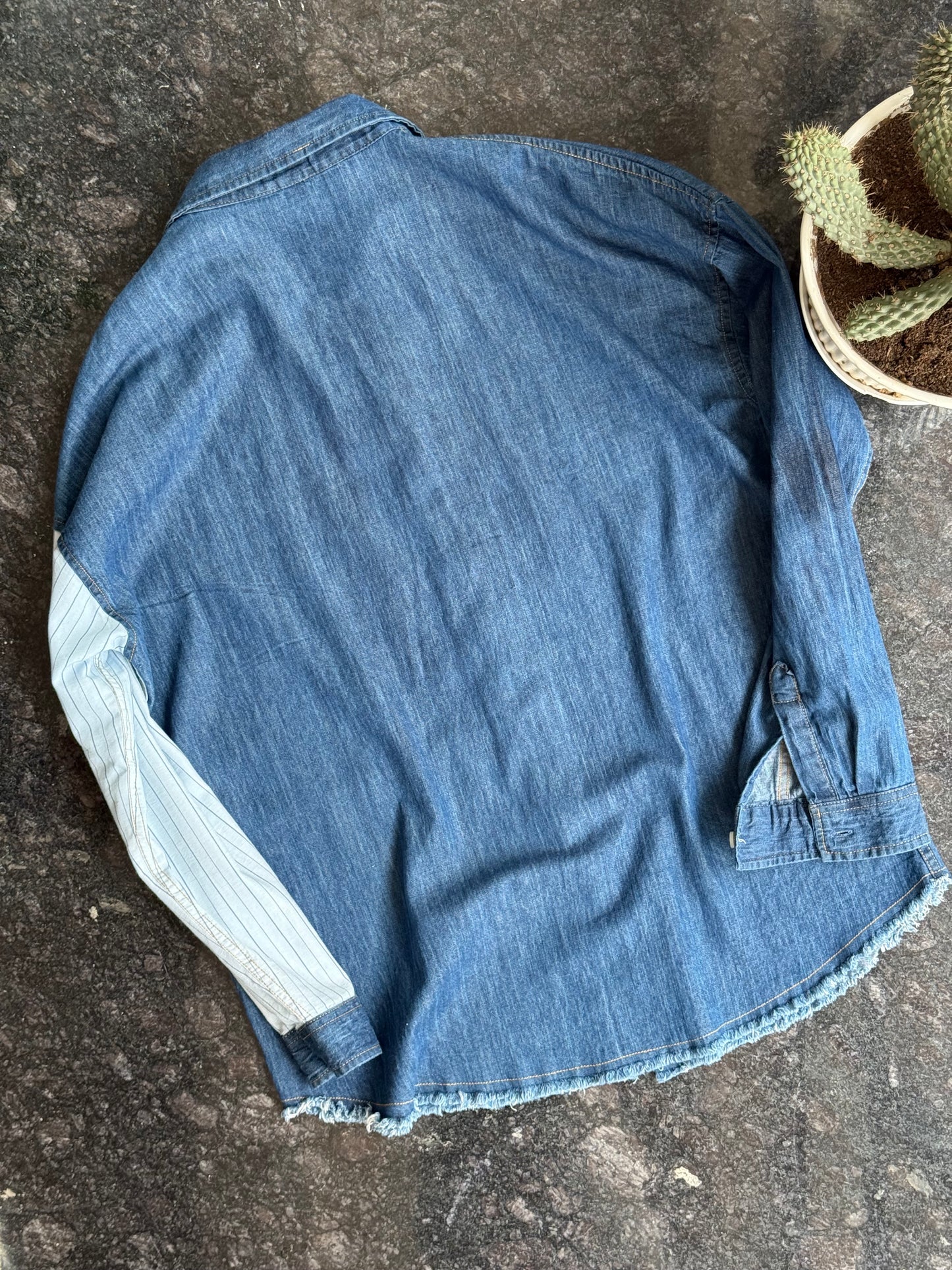 Oversized Patchwork Denim Shirt