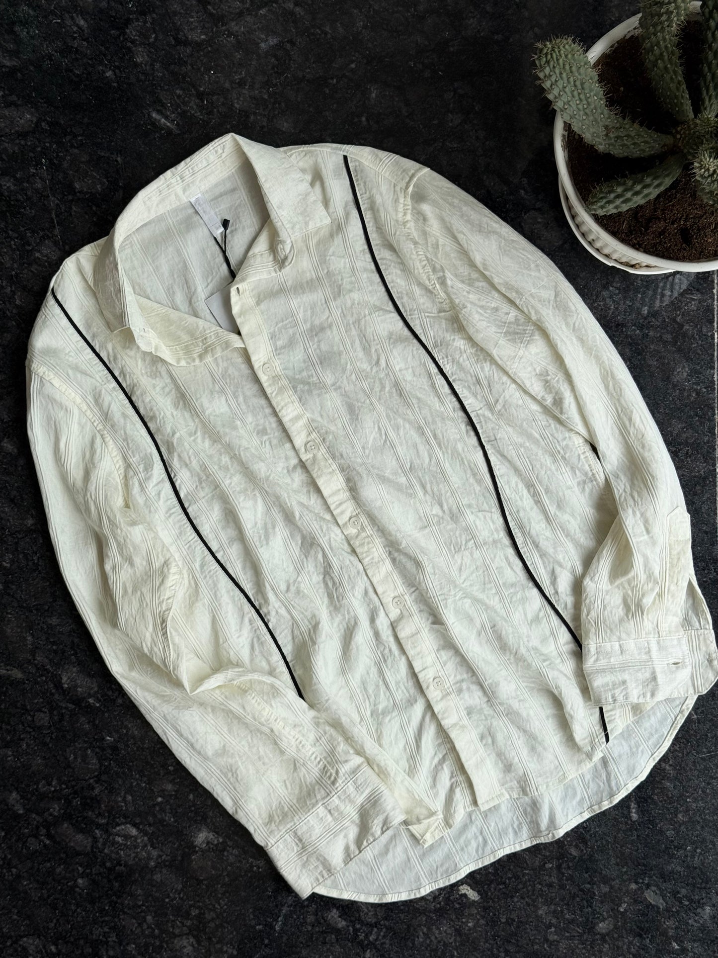 Off-White Back-print Coco palm tree Linen Shirt