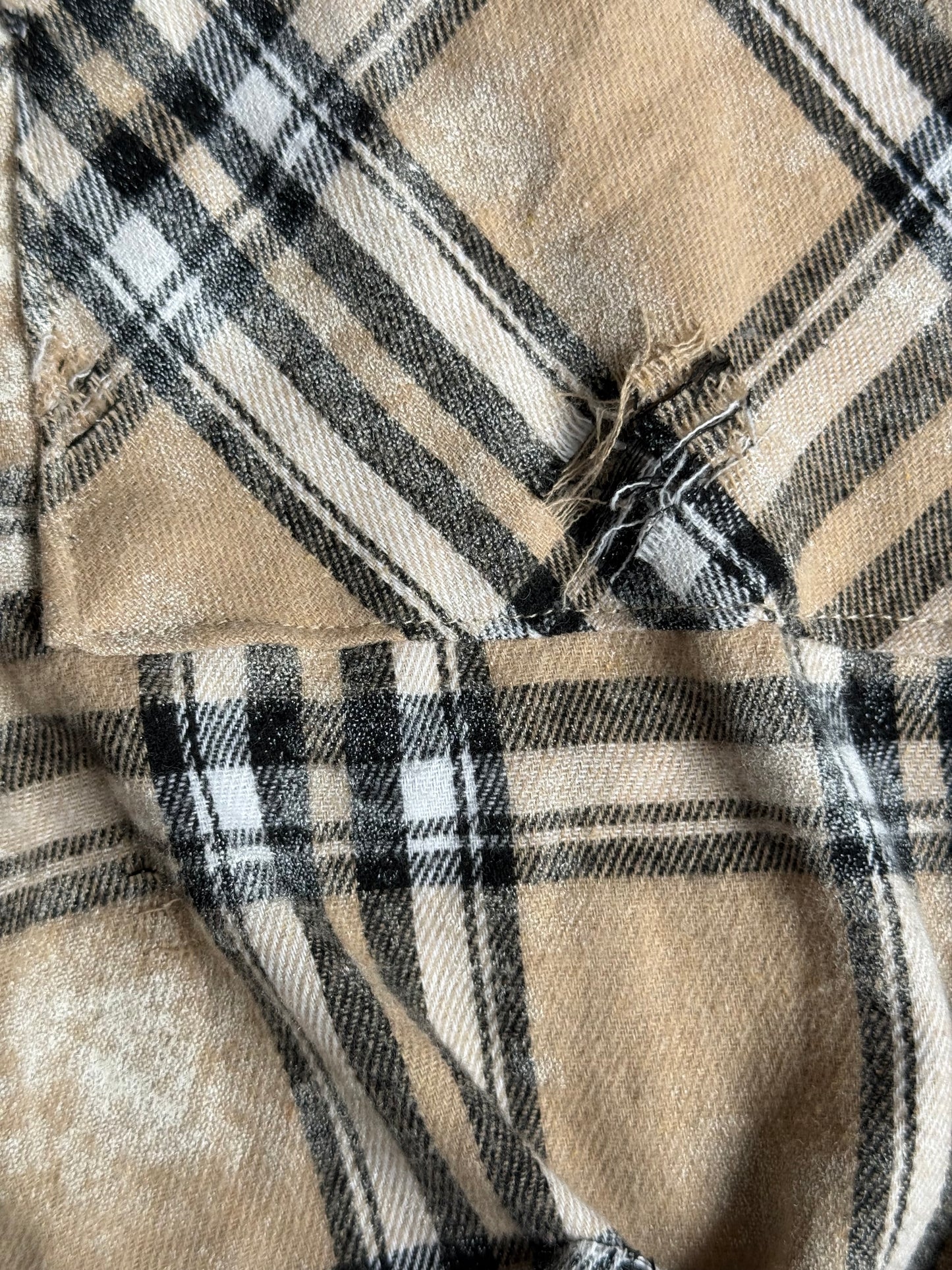 Oversized beige checkered distressed Shirt