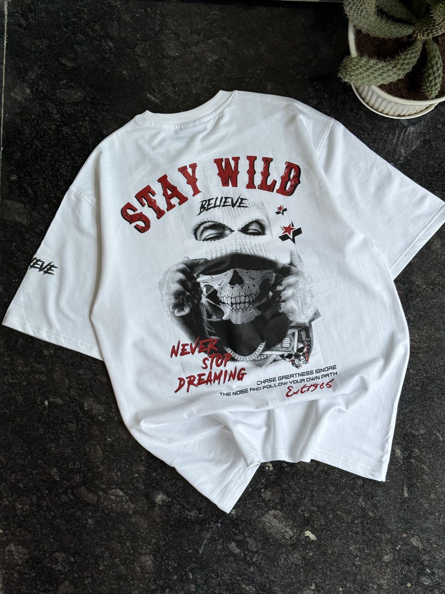 WHITE STAY WILD GRAPHIC TSHIRT