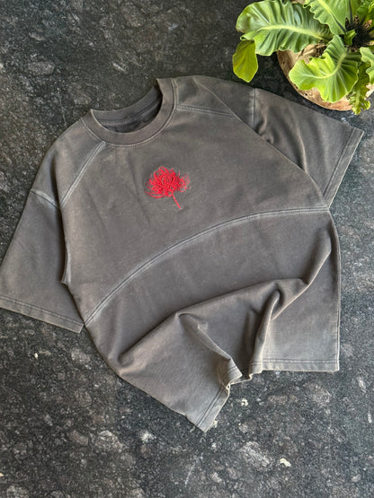 GREY CHAKRAS EMBROIDERED OVERSIZED TSHIRT