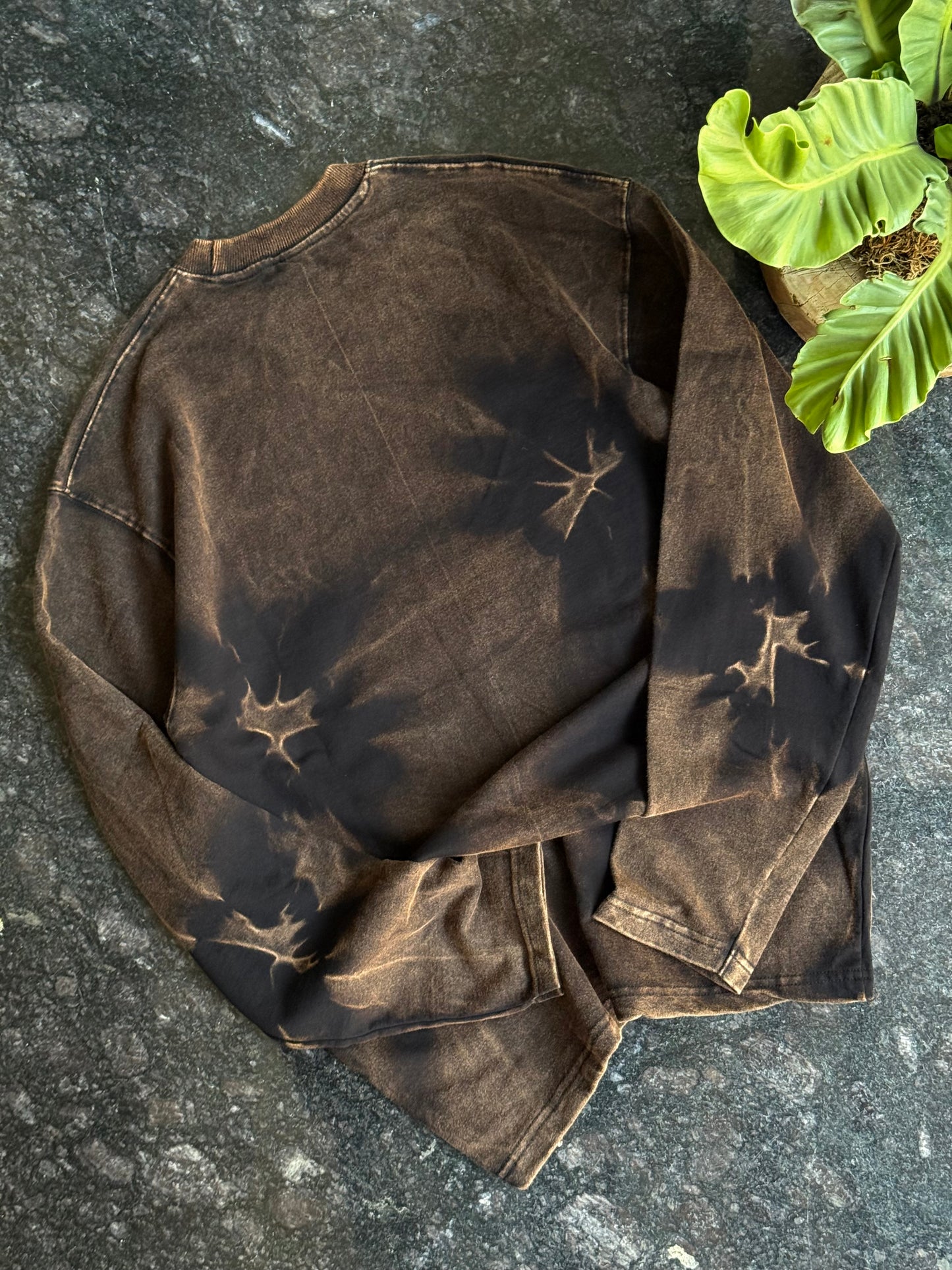 BROWN TIE DYE FULL SLEEVE OVERSIZED TSHIRT