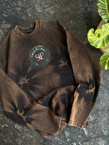 BROWN TIE DYE FULL SLEEVE OVERSIZED TSHIRT