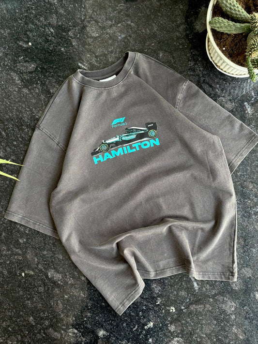 F1 HAMILTON LEWIS GREY ACID BACKPRINT TSHIRT