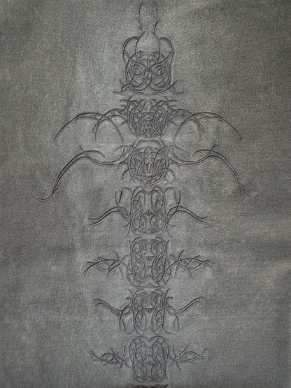 GREY CHAKRAS EMBROIDERED OVERSIZED TSHIRT