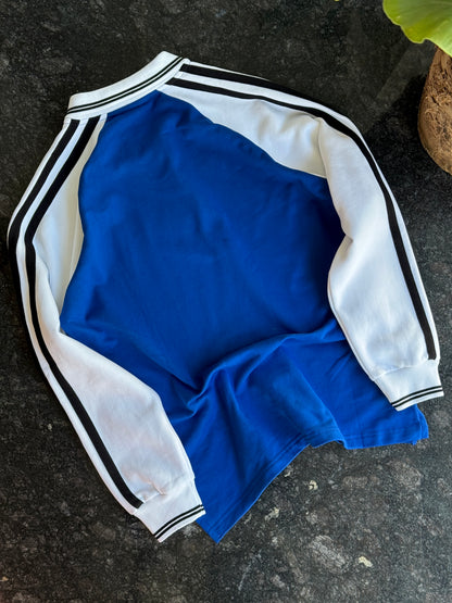 ADIDAS BLUE & WHITE SWEATSHIRT POLO