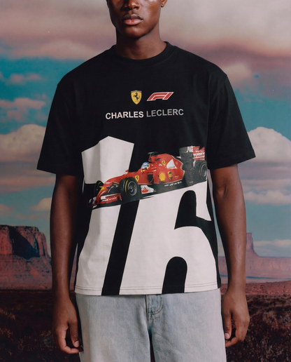 BLACK F1 CHARLES LECREC TSHIRT