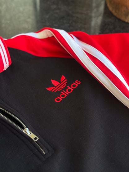 ADIDAS BLACK & RED SWEATSHIRT POLO