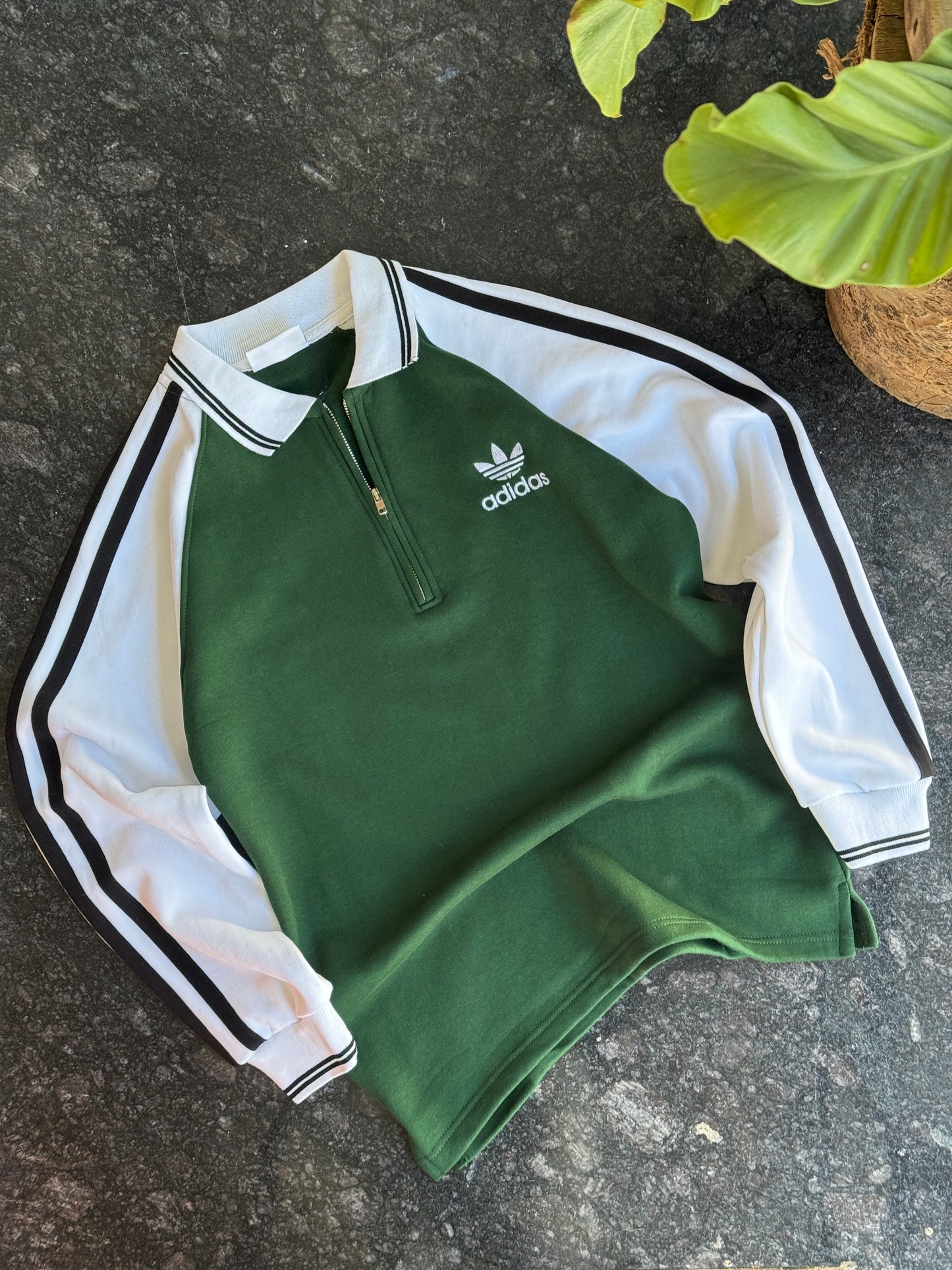 ADIDAS OLIVE GREEN SWEATSHIRT POLO