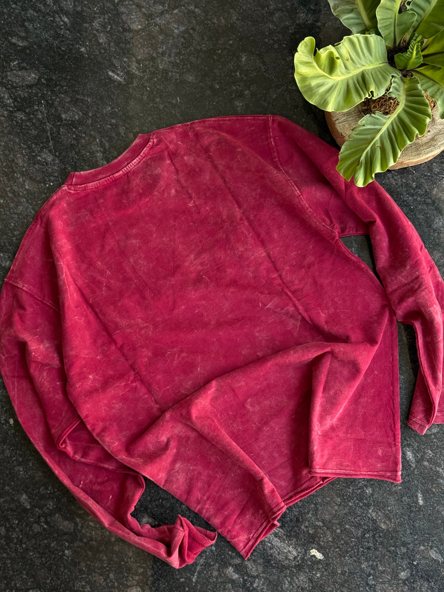 FADED MAROON FULL SLEEVE OVERSIZED TSHIRT