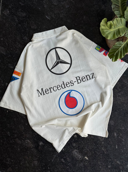 WHITE MERCEDES BENZ HALF SLEEVE POLO TSHIRT
