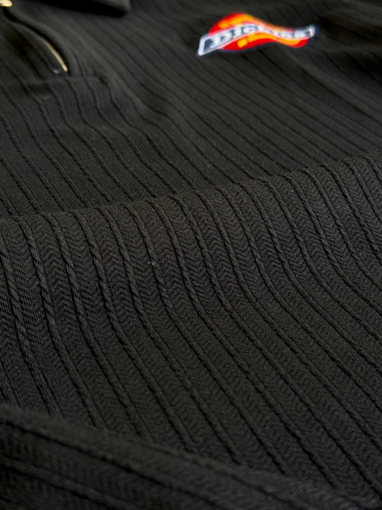 DICKIES BLACK RIBBED FULL DOCTOR SLEEVE POLO TSHIRT