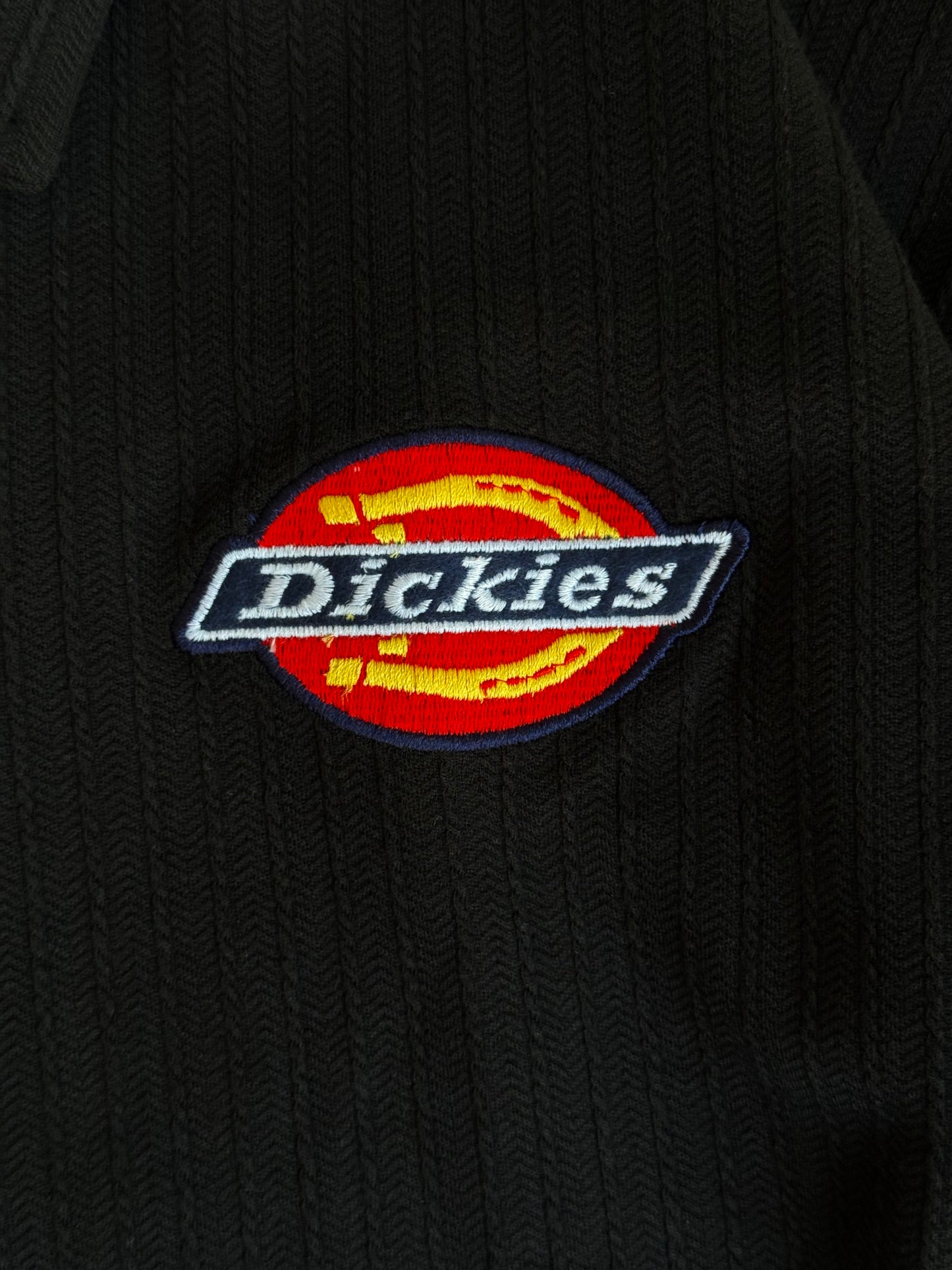 DICKIES BLACK RIBBED FULL DOCTOR SLEEVE POLO TSHIRT