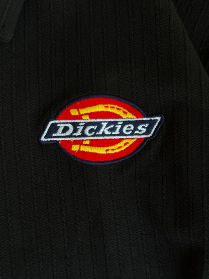 DICKIES BLACK RIBBED FULL DOCTOR SLEEVE POLO TSHIRT