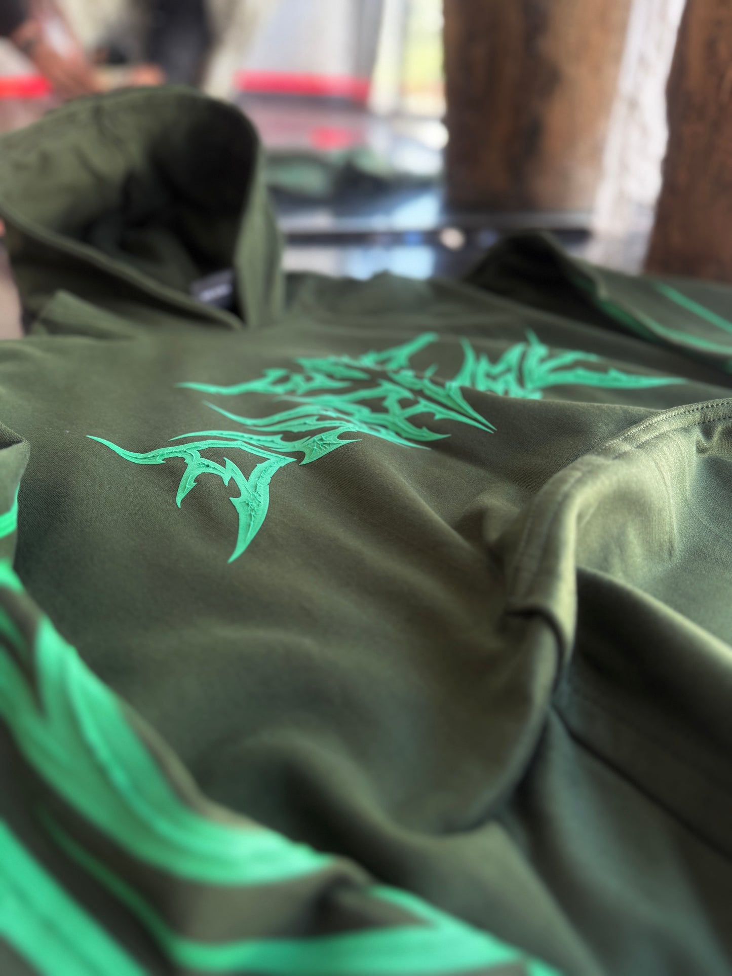 OLIVE GREEN LIGHTNING HOODIE