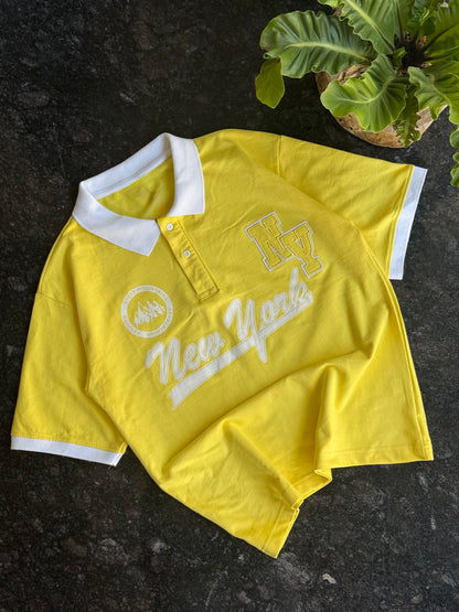 NEW YORK YELLOW OVERSIZED POLO TSHIRT