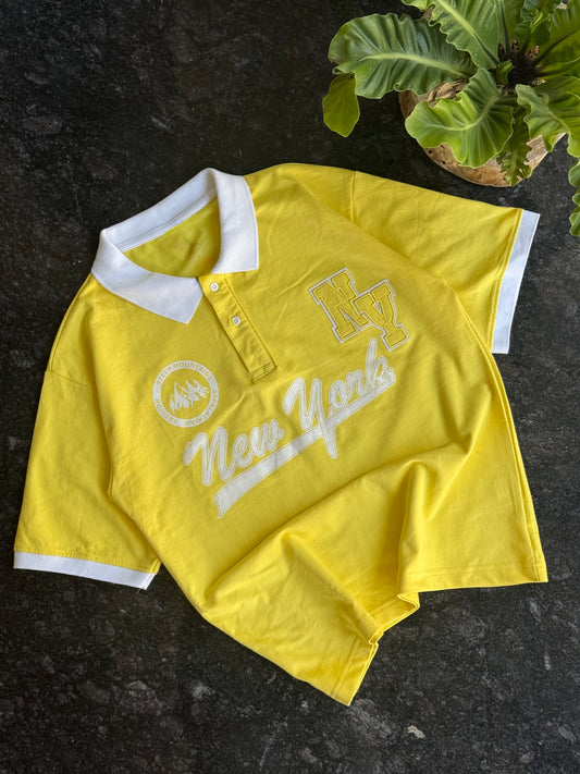 NEW YORK YELLOW OVERSIZED POLO TSHIRT