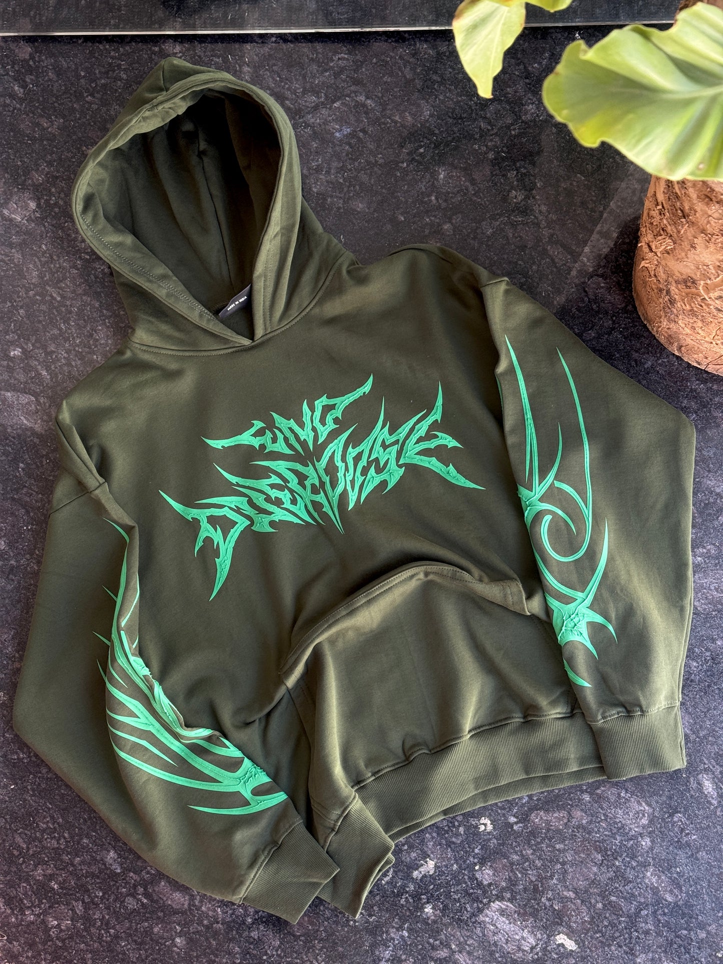 OLIVE GREEN LIGHTNING HOODIE