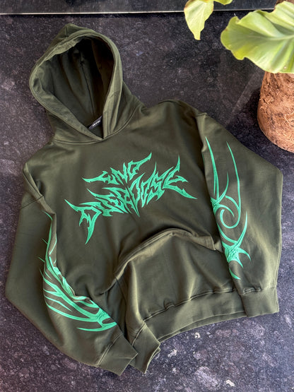 OLIVE GREEN LIGHTNING HOODIE