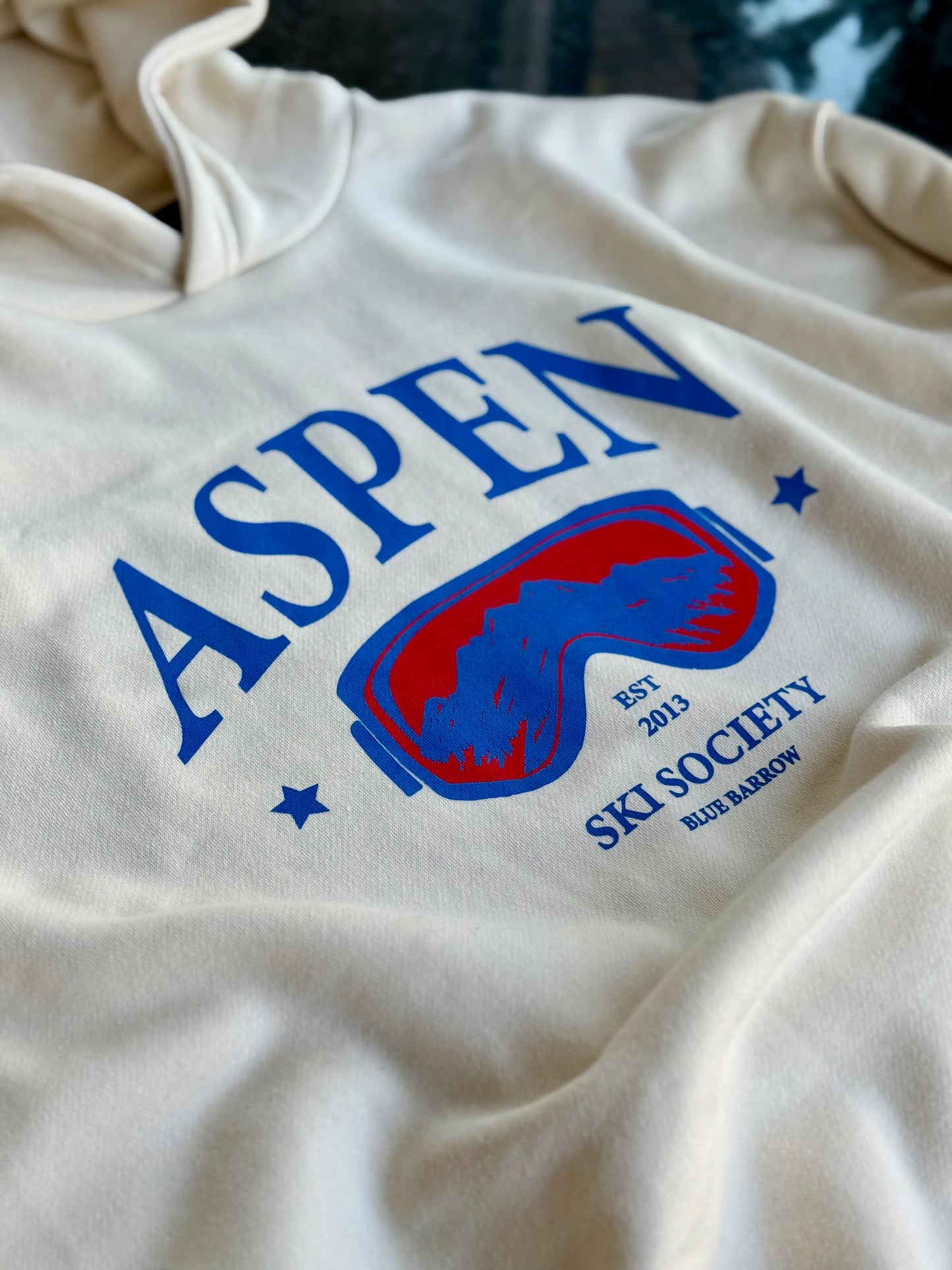 ASPEN SKI SOCIETY WHITE HOODIE