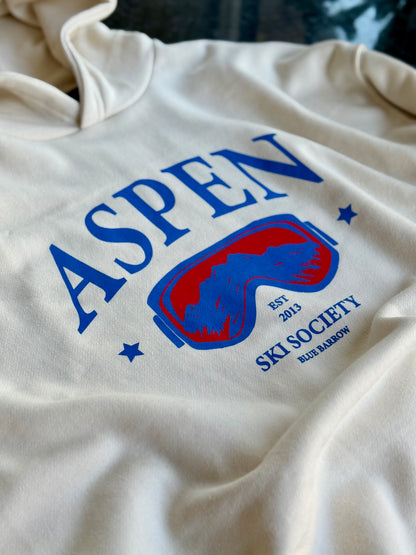 ASPEN SKI SOCIETY WHITE HOODIE