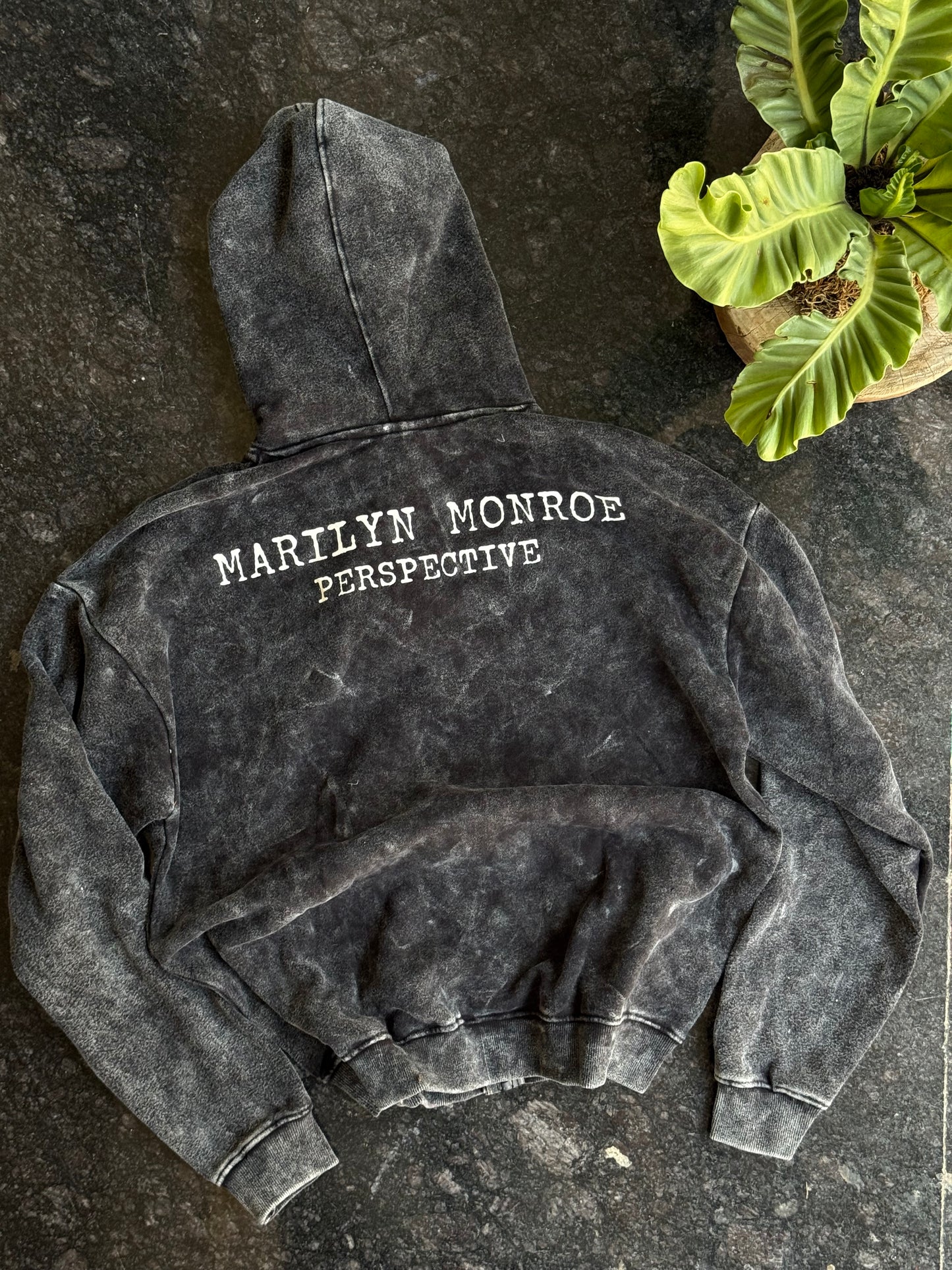 BLACK US DEFENCE HOODED ACID WASH ZIPPER