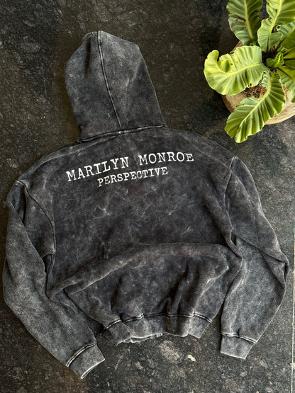 BLACK US DEFENCE HOODED ACID WASH ZIPPER