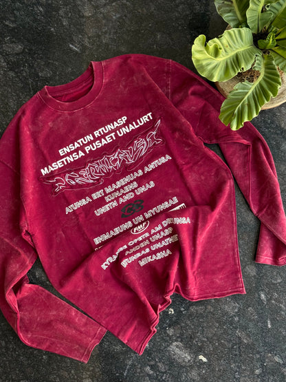 FADED MAROON FULL SLEEVE OVERSIZED TSHIRT