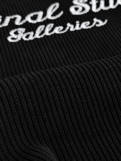 ORIGINAL STUDIO BLACK RIBBED FULL SLEEVE POLO TSHIRT