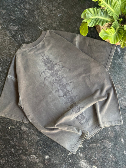 GREY CHAKRAS EMBROIDERED OVERSIZED TSHIRT
