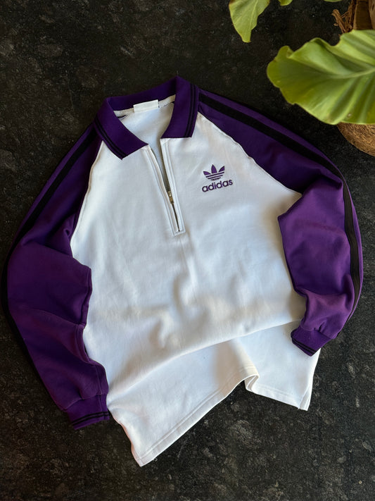 ADIDAS WHITE SWEATSHIRT POLO