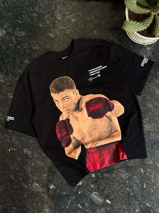 BLACK MUHAMMAD ALI PRINTED TSHIRT