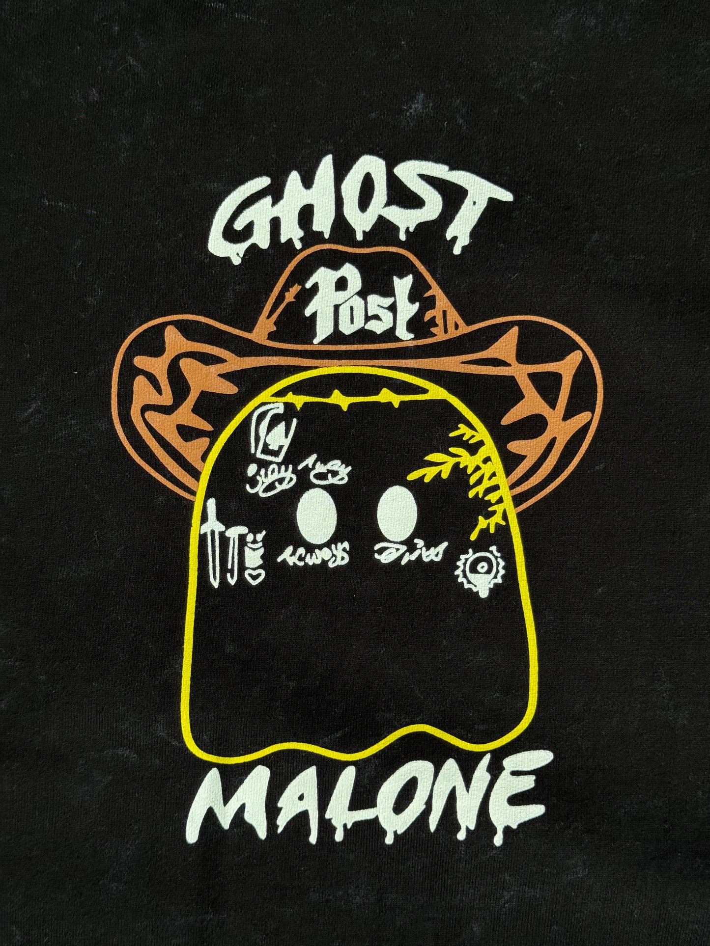 BLACK ACID WASH POST MALONE FLORAL TSHIRT