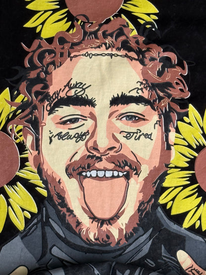 BLACK ACID WASH POST MALONE FLORAL TSHIRT